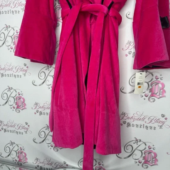 Betsey johnson robe pink black floral detail waist tie belt brand new with tags - Picture 10 of 14